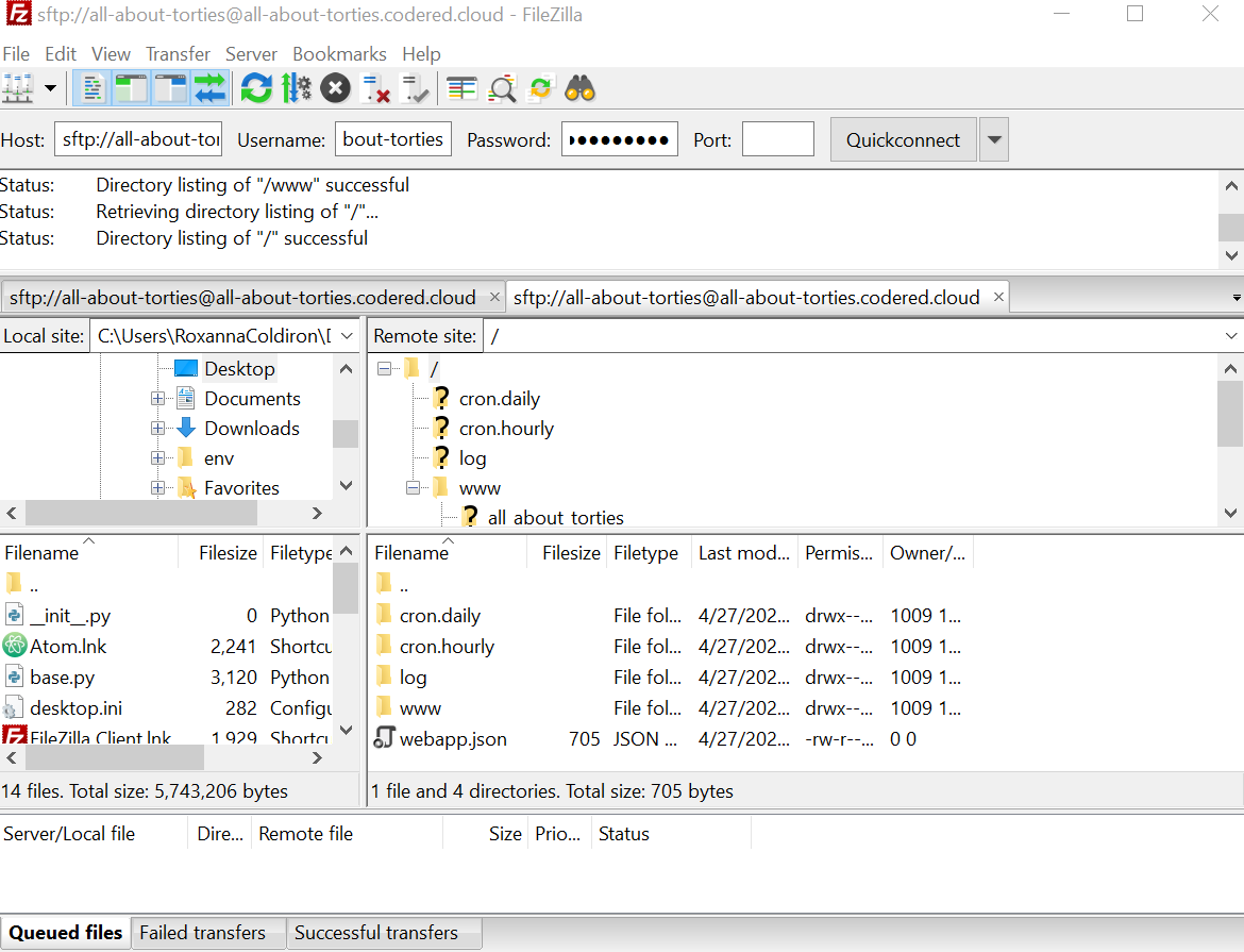 Connecting via SFTP with FileZilla